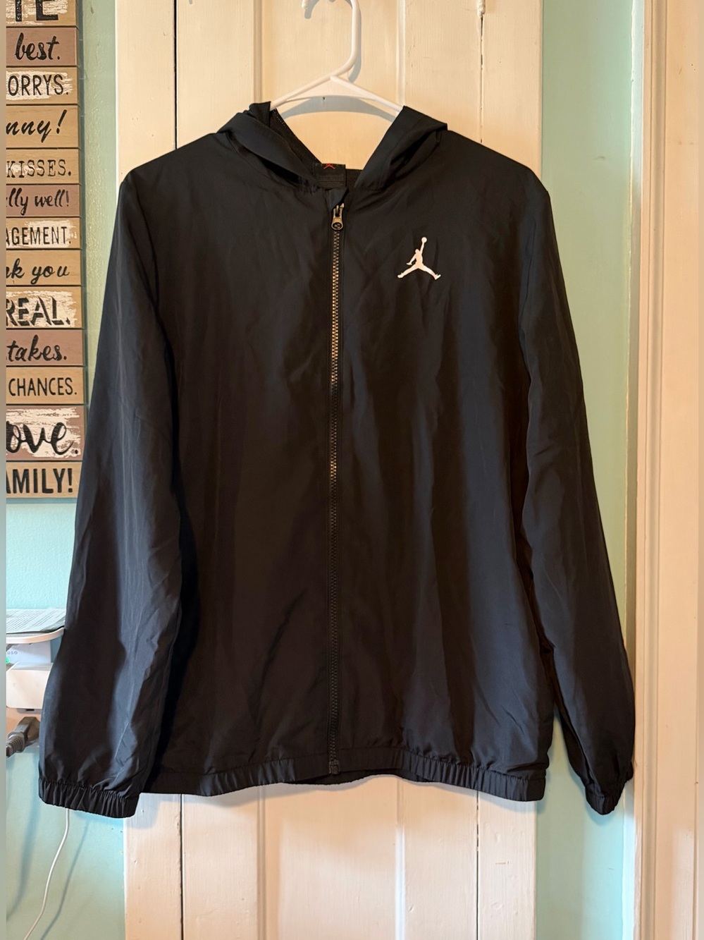 Jordan Black Hooded Windbreaker - Size: 13-15Y